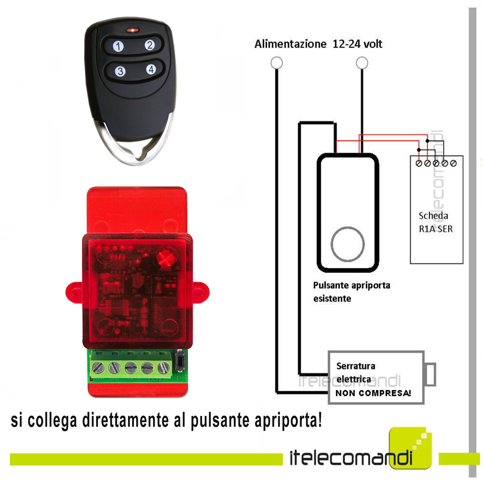 Apriporta per elettroserratura serratura elettrica porta blindata + telecomando