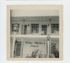 Vintage Photo Blue Waters Court Hotel Sign Seashore Park Carolina Beach NC 1950s