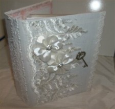 Wedding Burlap Photo Chic Album lg Lace Victorian Handmade Flower Holds 300 25