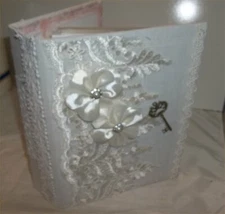 Wedding Burlap Photo Chic Album lg Lace Victorian Handmade Flower Holds 300 #25