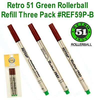 Retro 51 #REF59P-B Green Ink Tornado Rollerball Three Pack of