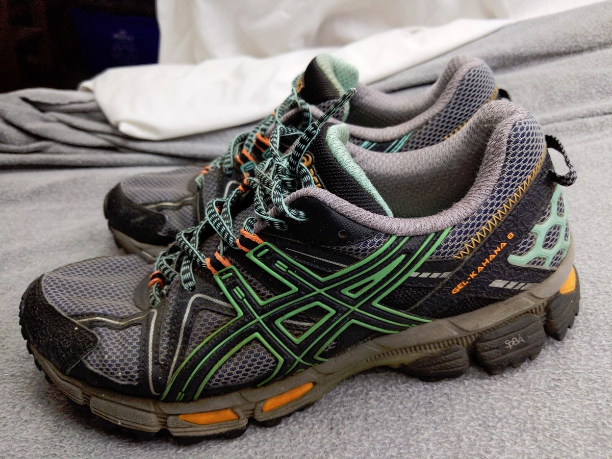 ASICS Gel Kahana 8 Womens 8.5 40 Gray Aqua Trail Running Shoe