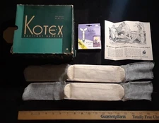 1940's Kotex Junior Feminine Napkins - 2 Pads - Sealed Belt Box And Instructions