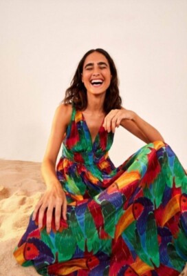 Anthropologie Farm Rio Painted Toucans Midi Dress Size Small
