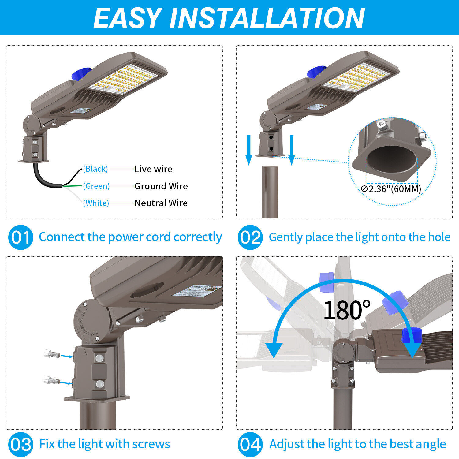 LED Street Area Light 200W Dusk to Dawn Shoebox Outdoor Parking Lot Pole Lights