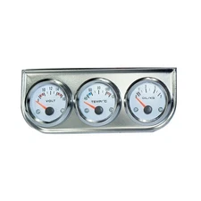 2'' 52mm 3 in 1 Chrome Triple Gauge Set Water Temp Oil Pressure Volt Meter Panel