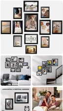 HAMITOR Rectangular Picture Frames Set for Wall Decor- 12 Pack   Black