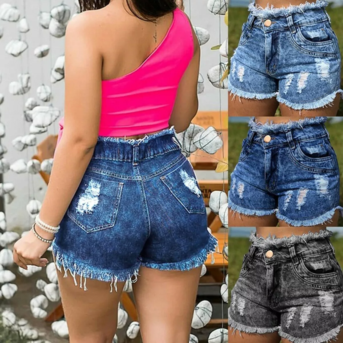 Ragged Jeans High Rise Denim Shorts