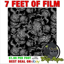 HYDROGRAPHIC FILM Skulls paisley bandanna  7' x 20" of film hydro DIP APE