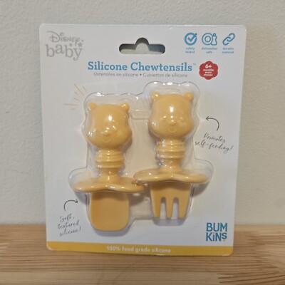Bumkins Disney Baby Silicone Chewtensils Winnie the Pooh Fork and Spoon