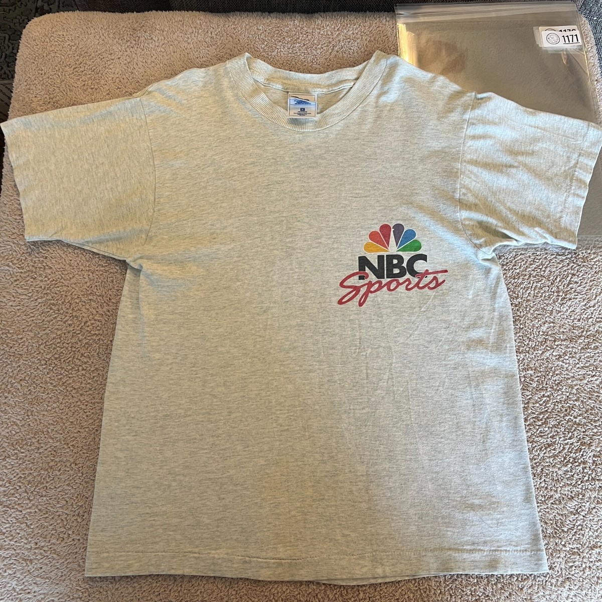 VINTAGE Pro Player NBC Sports Shirt Adult Medium Gray Single