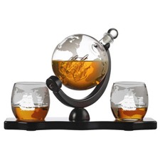 4-TLG Globus Whisky Decanter Set E Occhiali con Incisione - Regalo per Uomo