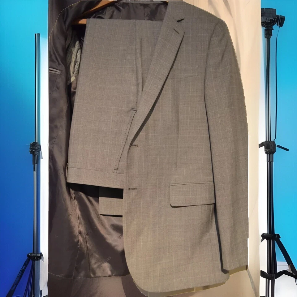 JAEGER ~ TRAJE DE TRABAJO/EMPRESA DE VERANO ELEGANTE GRIS A CUADROS LONDRES REINO UNIDO 42 UE 52 Foto 3 de 4