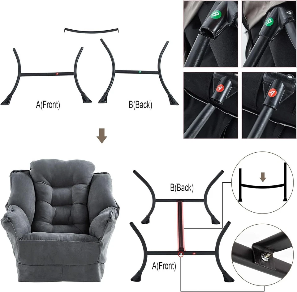 Silla moderna de acento suave con sillón otomano para sala de estar sofá perezoso con respaldo alto Foto 2 de 4