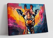 COOL ABSTRACT COLOURFUL GIRAFFE DECOR DEEP FRAMED CANVAS WALL ART PICTURE PRINT