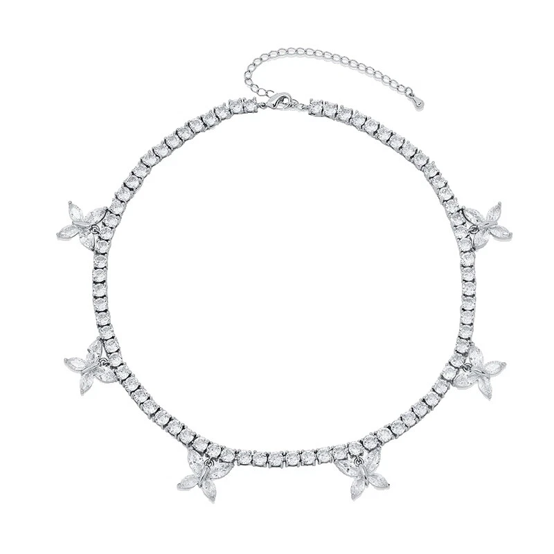 White Gold Plated Choker Fashion Necklaces & Pendants