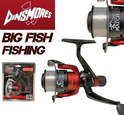 Dinsmores Rear Drag 3000 Carp Match Friedfischrolle - beladen mit 8 Pfund Schnur