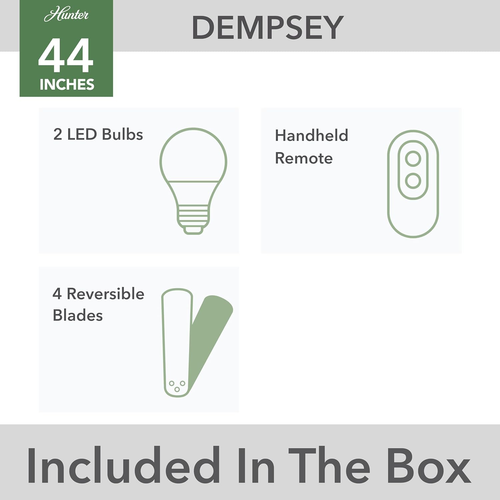 Hunter Fan Company Dempsey Indoor Low Profile Ceiling Fan 44", Brushed Nickel - Picture 10 of 11