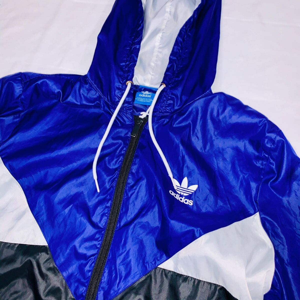 Super Rare Adidas Originals Jacket Windbreaker Glanz Cal Surf Gray YL Men  Small