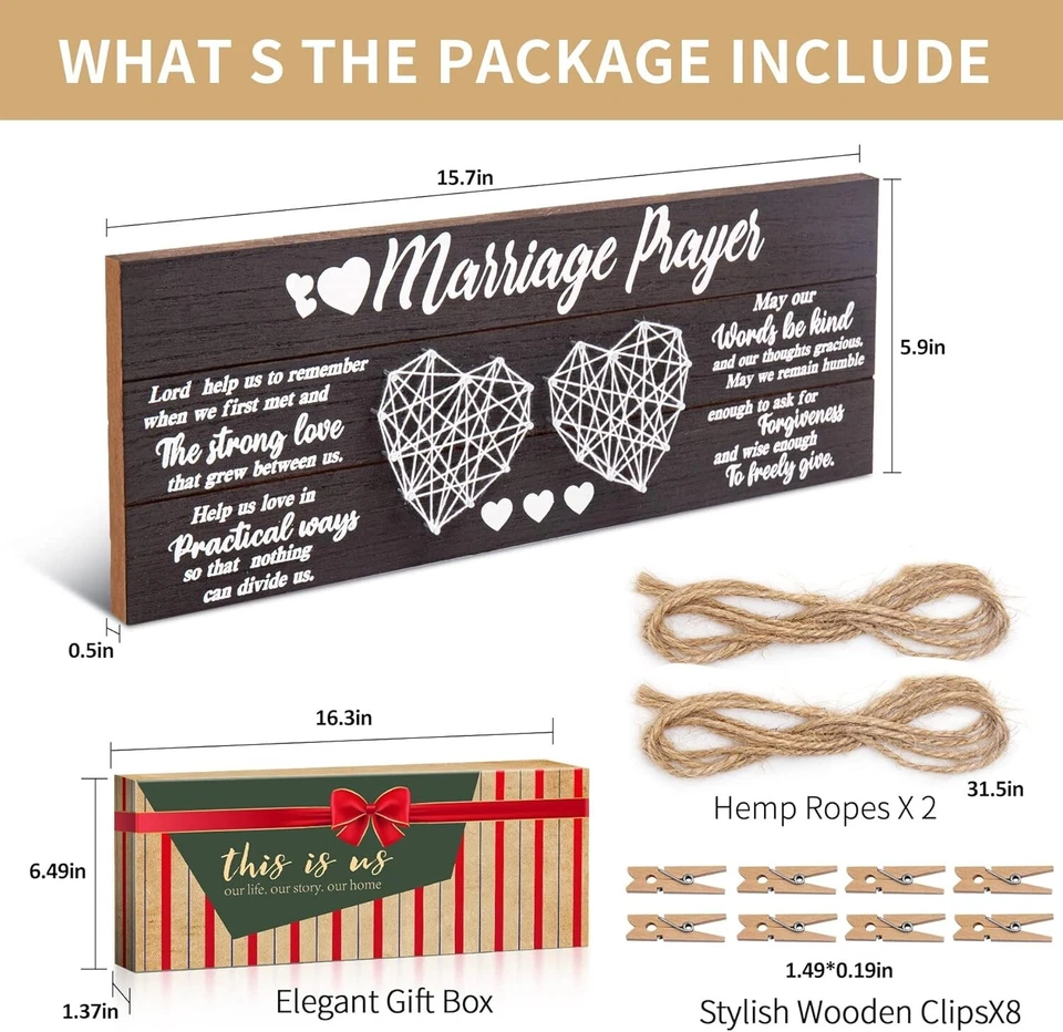 Regalos románticos de compromiso: soporte para fotos de madera envejecida con inscripción de oración Foto 4 de 4