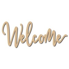 Sign Wooden Wall Decor Art Cutout Laser Cut Unfinished Letters Word Welcome