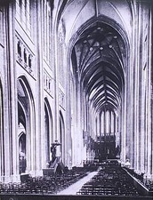 Orleans Cathedral Nave, France, Magic Lantern Glass Slide