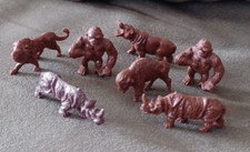 Lot of 7 Brown Plastic Toy Wild Animals