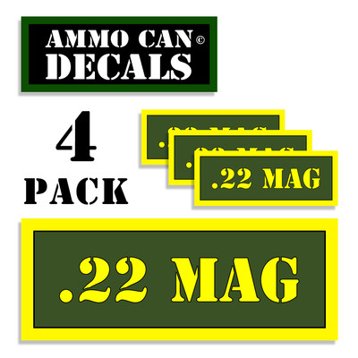 22 MAG Ammo Can 4x Labels for Ammunition Case 3'' x 1.15'' sticker decal 4 pack AG