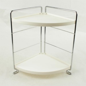 2-Shelf Corner Shelf White & Chrome Bathroom Kitchen Countertop