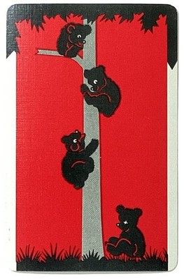 Bears on a Tree Vintage Single Swap Playing Card