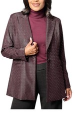 Belle by Kim Gravel Women's Houndstooth Sparkle Blazer Wine