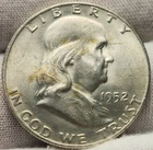 1952 D Franklin Half Dollar Uncirculated, 90% Silver - 0.3617 Troy Ounces, F52d2