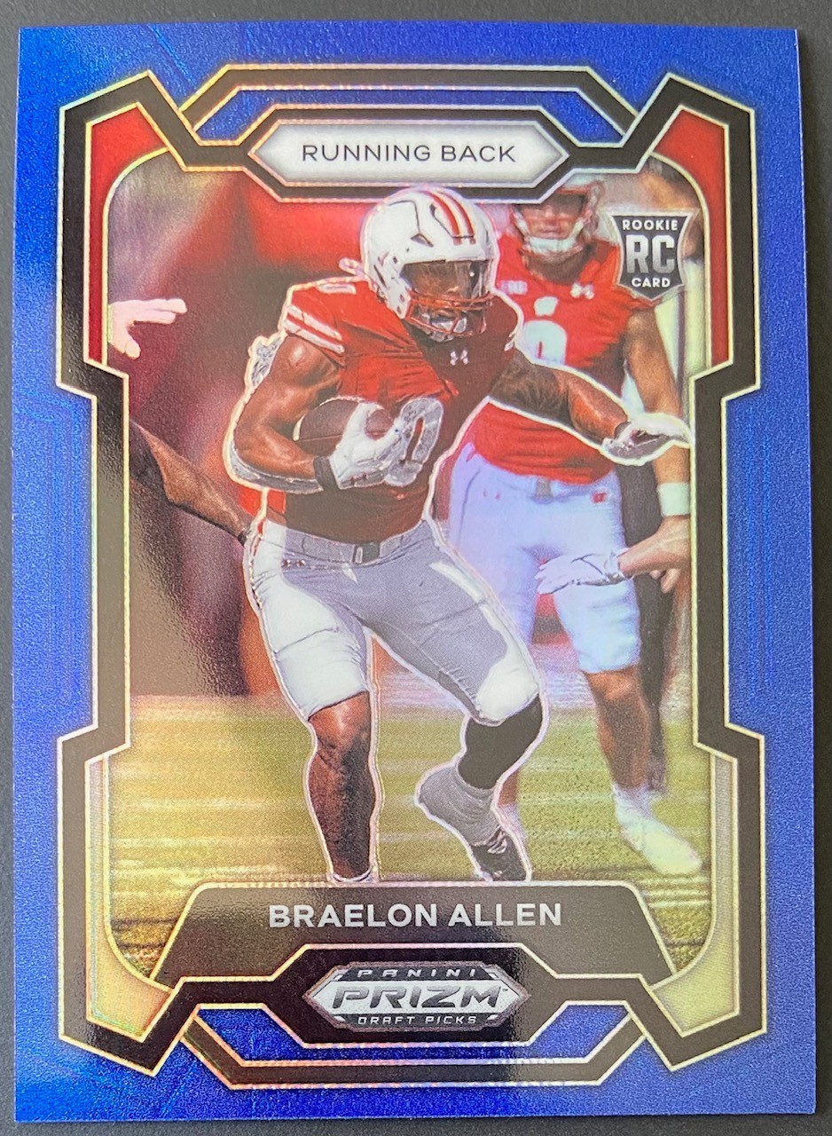 2024 Panini Prizm Draft Picks Braelon Allen RC Blue Prizm /199 Card #129