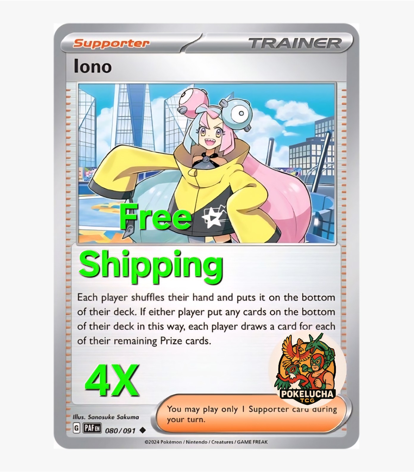 Iono 080/091 x4 Playset 4x Trainer - Pokemon S&V Paldean Fates PAF