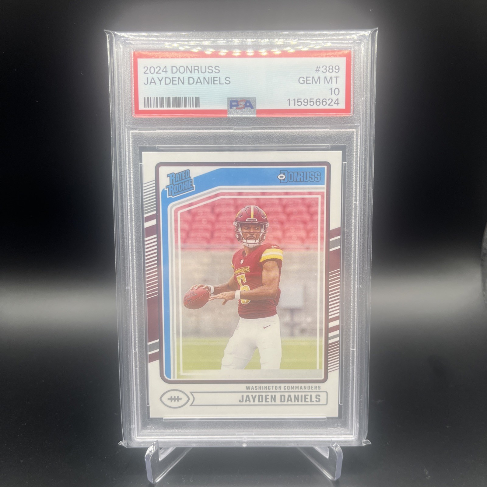 2024 Panini Donruss Rated Rookie Jayden Daniels #389 (RC) PSA 10 view 1