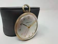 Vintage Caravelle 7 Jewel Mechanical Manual Wind Pocket Watch Gold Tone Runs