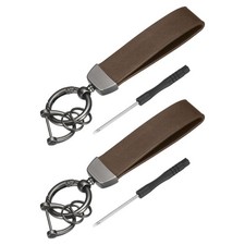 2Set Car Key Chain Ring Clip 4.9" Keychain Key Fob, Dark Brown Matt Gun