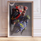 Marquez Rossi MotoGP Battle Poster Wall Art A0 Large Print Decor Dynamic