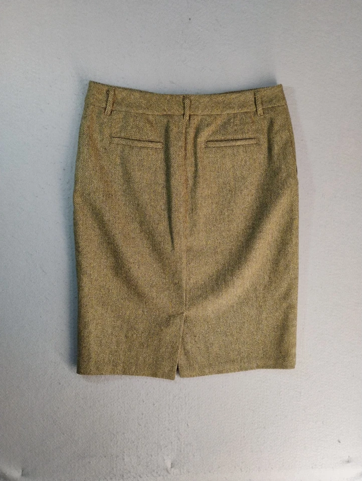 Falda lápiz Eddie Bauer para mujer 6 marrón lana mezcla seda forrada espiga Foto 3 de 4