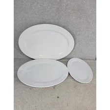 Set Of 3 The Main Ingredients White Oval Platter Serving Dishes Dishwasher