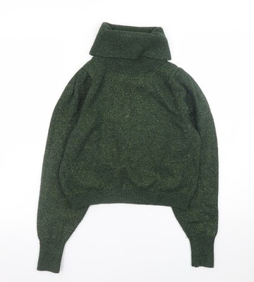 MNG Basics Damen grün Rollkragen Langarm Strickpullover Größe 8