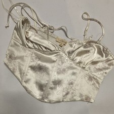 LA Hearts Satin Floral Bustier Corset Top Size Small With Spaghetti Straps