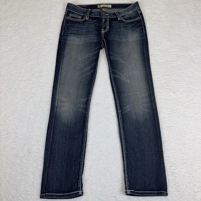 BKE Sabrina Jeans Womens 26 Blue Pocket Flaps Embroidered Thick Stitch Dark Wash