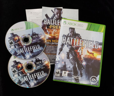 Battlefield 4 (Xbox 360, 2013), Complete 2 Clean Discs w/ Manual CIB, TESTED!