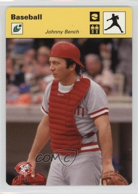 2005 Leaf Sportscasters Yellow Pitching Ball 5/35 Johnny Bench #24 HOF 1w6