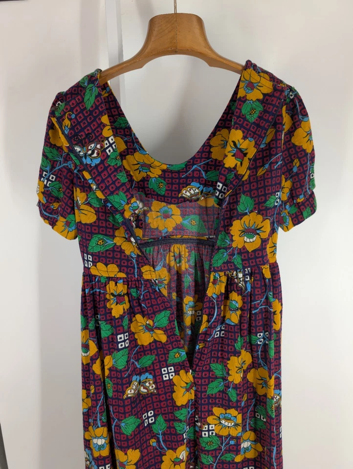 Vestido Vintage Años 60 Hippie Arte Geométrico Floral Mariposa Mod Boho AOP Unión EE. UU.  Foto 4 de 4