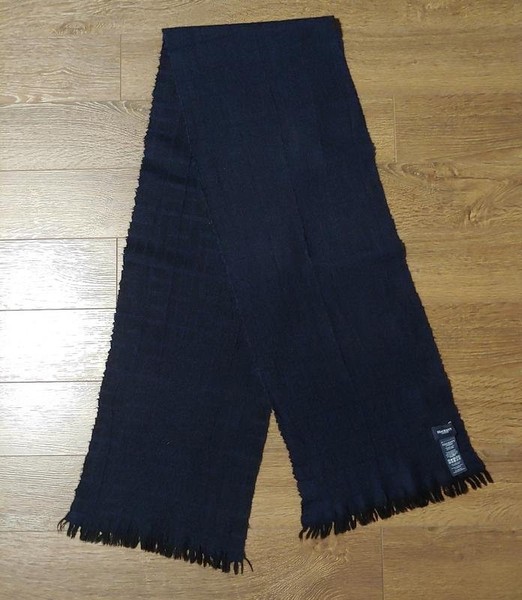 Men Hackett Scarf Black Wool One size