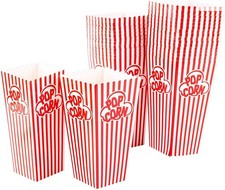 Popcorn Containers Boxes 100 Pack - Striped White and Red Paper - for Home ...