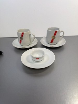Vintage TWA Airline First Class China Coffee Cup Saucer and Ramekin Set of 5