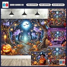 20x10ft Halloween Enchanted Forest Backdrop - Fairy Tale Magic Garden, Ghosts